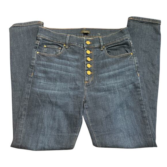 Ann Taylor Women’s blue skinny jeans with exposed button fly 4 - Picture 1 of 5